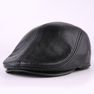 berets hats toptan satış-Tasarımcı erkek Gerçek Hakiki Deri Şapka Beyzbol Şapkası Newsboy Bere Şapkalar Kış Sıcak Dana Kapaklar