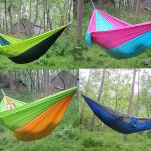 Double Lightweight Nylon Hammock Adult Camping Outdoor Travel Survival Garden Swing Hunting Sleeping Bed Portable Hammock KKA7904