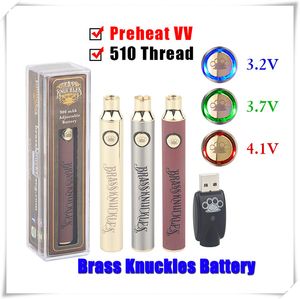 Messing Knuckles Vape Pen MAH mAh Verstelbare Voltage Hout Batterij SS Gold Thread Roken Prijsverhrek VV Nieuwe UK E CIG