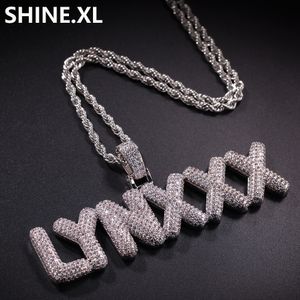 A Z Custom Name Small Letters Necklaces Pendant Charm Men s Zircon Hip Hop Jewelry With MM Gold Silver Rope Chain