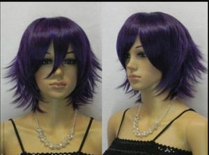 Wholesale dark purple wigs for sale - Group buy WIG New wig Resistant Cosplay Dark Purple Short Reflex Action Wig