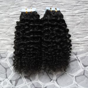 Tape in Hair Extensions mongolian kinky curly hair quot quot Tape in Human Hair Extensions Piece