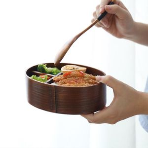 öko-container großhandel-Japanische Bento Boxen Küche Holz Lunchbox Handgemachte natürliche hölzerne Sushi Box Lebensmittelbehälter Geschirrschüssel umweltfreundliche Küchenwerkzeuge LXL740