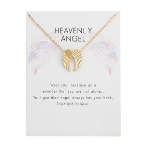 Angel Wings Pendant Necklace for Women Girls Alloy Necklaces with Message Card Fashion Jewelry Gifts