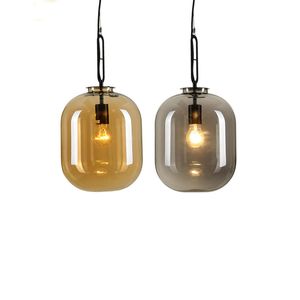 modern pendant lighting amber großhandel-Moderne Transparent Gelb Grau Glaspendelleuchte Kronleuchter Deckenleuchte Befestigung für Dinning Room Home Decor PA0358