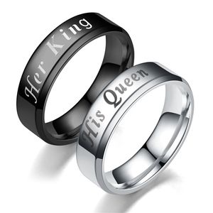 anillo de dedo rey reina al por mayor-Acero inoxidable su rey su reina anillo dedo dedo hombres hombres anillos joyería de moda Will y regalo de arena