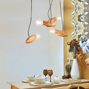 wood pendant lighting toptan satış-Modern Işık LED Ahşap Avize Yatak Odası Oturma Odası Restoran Çalışma Deco Lamba Başucu Kolye Lambaları Aydınlatma Armatürleri Sanat