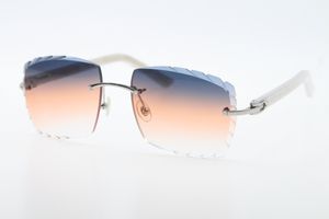 Rimless Optical A Original Marmor Vit Plank Solglasögon Mode Högkvalitativa Snidade Linser Glas Unisex Gold Metal Ram Eyewear