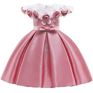 vestidos de meninas 3d venda por atacado-Menina bebê d flor seda princesa vestido para festa de casamento elegante crianças vestidos para criança menina crianças moda roupas j190520