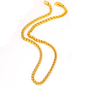 bizans altın zinciri 18k toptan satış-4mm Geniş Moda Bizans Zinciri K Sarı Altın Dolu Klasik Erkek Bayan Kolye Takı cm Uzun