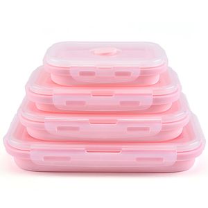 ingrosso camping foods.-Silicone Pieghevole Pranzo Box Fruit Food Storage Container Outdoor Portable Camping Picnic Lunch Box Rettangolo Cibo Fruit Holder VT0454