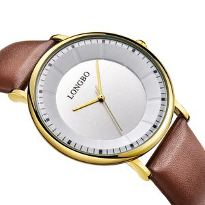 women watch analog toptan satış-Longbo Lüks Kuvars İzle Rahat Moda Deri Saatler Erkek Kadın Çift İzle Spor Analog Saatler hediye