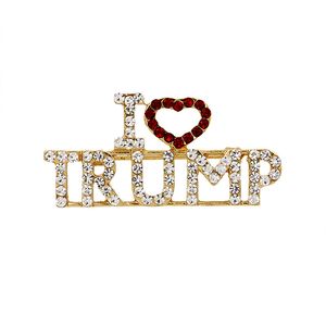 parlak işçiliği toptan satış-Alaşım Sanat ve El Sanatları Rhinestone Broş Korsaj Glitter Mektup Ben Aşk Trump Taşınabilir Meme Pimleri Altın Renk Yaka Rozeti Takı Moda Aksesuarları MD J1