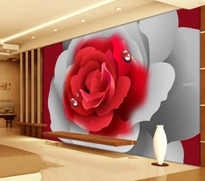 classic wallpaper for walls Romantic red rose TV background wall decoration painting