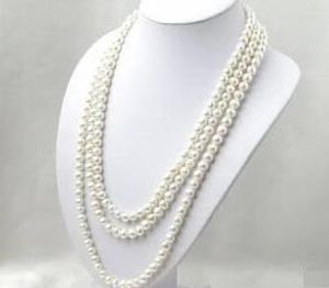 Long inches MM white AKOYA cultured pearl necklace