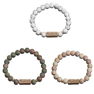 Powerful Beading Yoga Bracelets mm Lavo Rock Debossed Word Charm Stronger Elastic Stretch Easy Wear Bracelet Unisex Bracelets