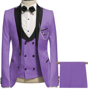 2020 Najnowsze Płaszcze Spodnie Wzory Lekkie Purpurowe Pościel Garnitury Ślubne Dla Mężczyzn Terno Slim Fit Groom Custom szt Smokingowy garnitur Najlepszy człowiek