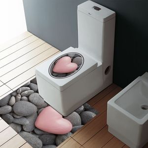 Badrum matta set pebble pvc golvmattor rosa kärlek hjärta sten anti slip kök badmatta tvättbar badrum toalett klistermärken matta