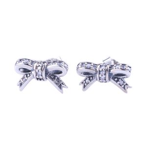 Söt liten båge örhängen Retail Box sätter högkvalitativa sterling silver kvinnor tjejer cz diamantgåva örhänge