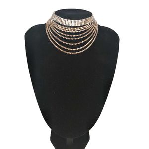 aussage diamantkragen halskette großhandel-Designer Luxus Glitzern übertrieben volle Rhinestone Diamant Kragenchoker Aussage Halskette für Frau Mädchen Multi Layer