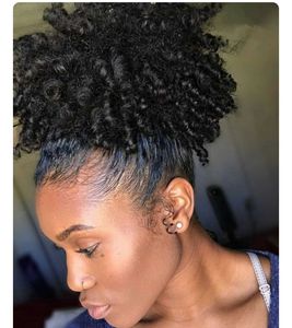 лучшие натуральные волосы products оптовых-Высокое качество афро кудрявый вьющиеся хвостик для женщин натуральный черный Реми волос шт клип в хвостики человеческих волос г дивы продукты