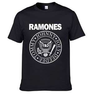 banda punk rock t shirts venda por atacado-Moda Vintage ScreenPrinting Ramones Logotipo Retro American Punk Rock Band Música Tour Biker T shirt Dos Homens de Algodão T Tops