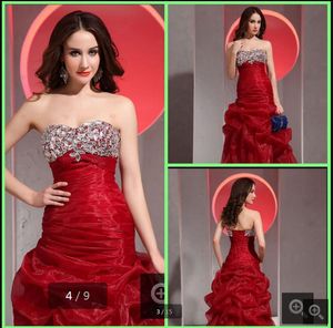 Vestido De Festa Fancy beading Sweetheart neck prom Dress Lace Up pick ups Crystal prom gowns Red Organza pick ups Prom Dresses
