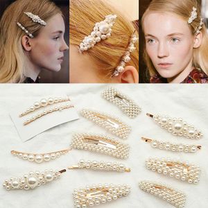 Mode Pearl Hair Clip för Kvinnor Elegant Koreansk Design Snap Barrette Stick Hårpin Hår Styling Tillbehör