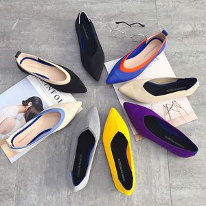 aydınlatma düz toptan satış-Bayan Flats Örme Karışık Renk Moccasins Nefes Rahat Çalışma Ayakkabı Loafer Kısa Slip On Moda Bayanlar Flats Işık Sürüş