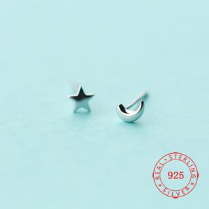 S925 Sterling Zilveren Stud Earring Mode Asymmetrische Kleine Maan Sterren Oorbellen Koreaanse Sieraden Meisjes Kinderen Guangzhou Sierly Co Ltd
