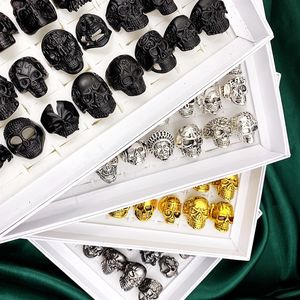 Modne sztuk zestaw czaszki pasmo pierścienie Top Vintage Gothic Multicolor Duży rozmiar Metalowy Punk Style Rock Mężczyźni i Kobiety Akcesoria Biżuteria Biker Prezenty