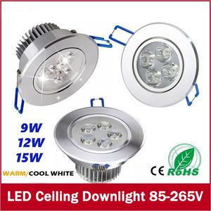 9W W W LED tak downlight Inbyggd LED vägglampa Spotljus med LED drivrutin för hembelysning AC85V V