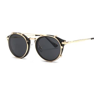 clip glasses toptan satış-Vidano Optik vintage yuvarlak kadınlar güneş gözlüğü steampunk retro erkekler kadın tasarımcı gözlük gothic sunglass óculos de sol