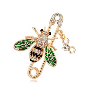 Wholesale jewelry lapel pins resale online - Fashion Crystal Brooches Lapel Pin Pins Accessories Enamel Green Bee Women Wedding Brooch Pins Jewelry Corsage Gift Bride Wedding