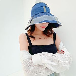 kadınlar için geniş siper toptan satış-Kadınlar Geniş Brim Siperlik Şapkalar Moda Lady Boş Üst Kamuflaj Güneş Şapka Açık Seyahat Plaj Floppy Güneş Koruma LJT671 Caps