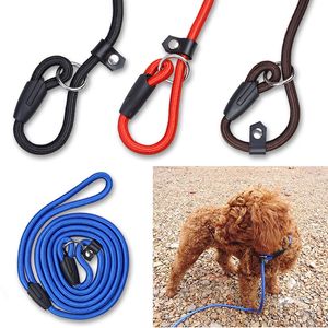 kırmızı naylon köpek yaka toptan satış-Pet Köpek Naylon Ayarlanabilir Yaka Eğitim Döngü Kayma Tasma Halat Kurşun Küçük Boy Kırmızı Mavi Siyah Renk