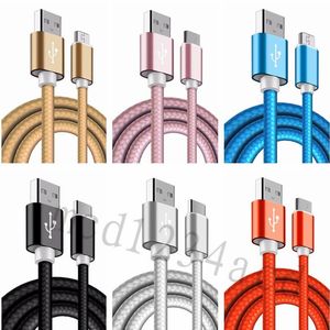 cable del usb 2
 al por mayor-2a m m m m Tela trenzada de nylon USB Tipo C Micro Cables para Samsung S6 S7 S8 S9 S9 S10 Nota HTC