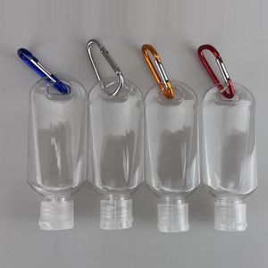 Groothandel navulbare ml opknoping plastic huisdier lege hand sanitizer flessen met clip carabiner voor shampoo
