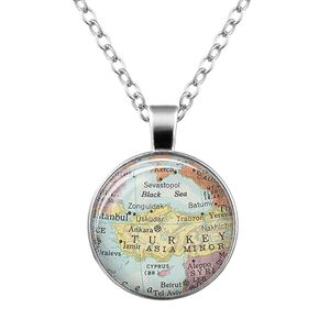 Wholesale world map jewelry resale online - New Globe Dome Necklace Earth World Map Pendant Glass Chain Jewelry Turkey Vintage Map Handmade Necklace