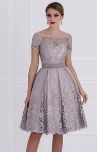 Wholesale mother short dress evening resale online - 2019 Sexy Design Short Sleeves A Line Short Mother of the Bride Dresses Mini Bridesmaid evening dress party dress Prom gown With Lace