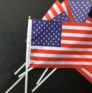 маленькие флаги для рук оптовых-США Американский флаг Ручной Маленький Mini Флаг США США Американский фестиваль товары для вечеринок пометка см LJJK2168