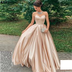 Simple Champange Prom Dresses Sleeveless Floor Length Zipper Back Ruffle Evening Gowns vestidos de gala Formal Party Dress