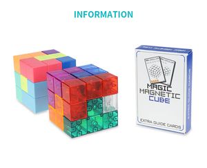 funny magnets großhandel-3x3x3 Magnetic ABS Würfel Puzzle Twist Building Blocks Stress Relief mit Führungs Karten Kinderlustige Assembled Spiel Spielzeug für Kinder