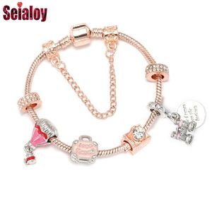 Beaded Strands Seialoy Fashion Rose Gold Tourism Camera Air Balloon Beaded Bracelets For Women Girl Telescope Charm Bangle Memorial Jewelry
