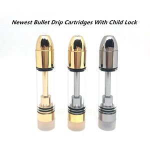 Newest Bullet Drip Oil Vape Cartridge Atomizer With Child Lock Ceramic Coil Tank Smoking Pyrex Glass Vaporizer