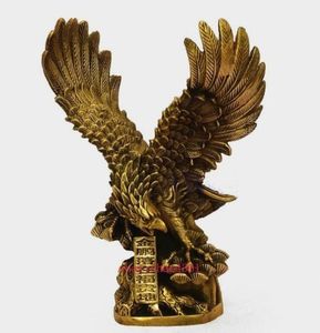 reichtum talisman großhandel-Chinese Brass Copper verbreitete die Flügel Hawk Eagle Bird Figures Statue