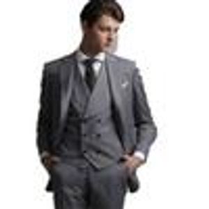 koyu mor erkek modası toptan satış-özel yapım Moda klasik gri İnce Erkekler damat smokin takım elbise ve erkek ofis takım elbise adet yelek ceket pantolon