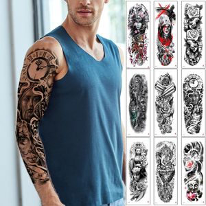 tatoo stickers for men venda por atacado-Fake grande tatuagem de manga completa perna perna corpo tinta guerreiro buddha anjo impermeável temporário tatoo adesivo esboço pessoa design para homens mulheres
