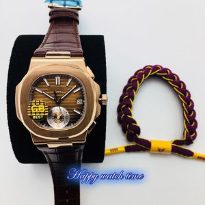 GB Toppversion R Brown Datum Ring Rose Gold Steel Case Cal Ch28 C True Timing Function Sapphire Mens Watch Leather Strap Klockor