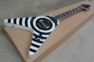 rose guitare achat en gros de Custom Factory V Corps en forme de guitare électrique avec Floyd Rose Bridge Micros EMG matériel Chrome peut être personnalisé
